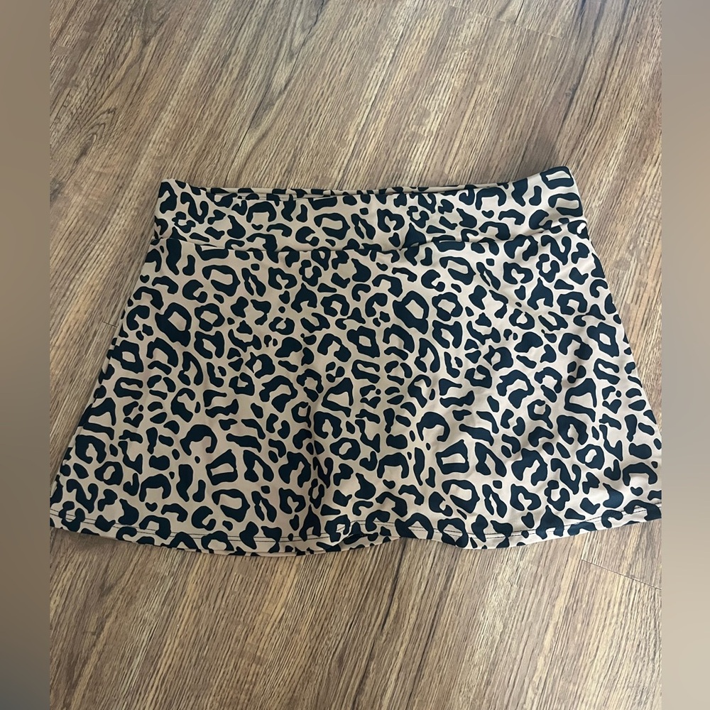 Leopard Print Mini Swim Skirt